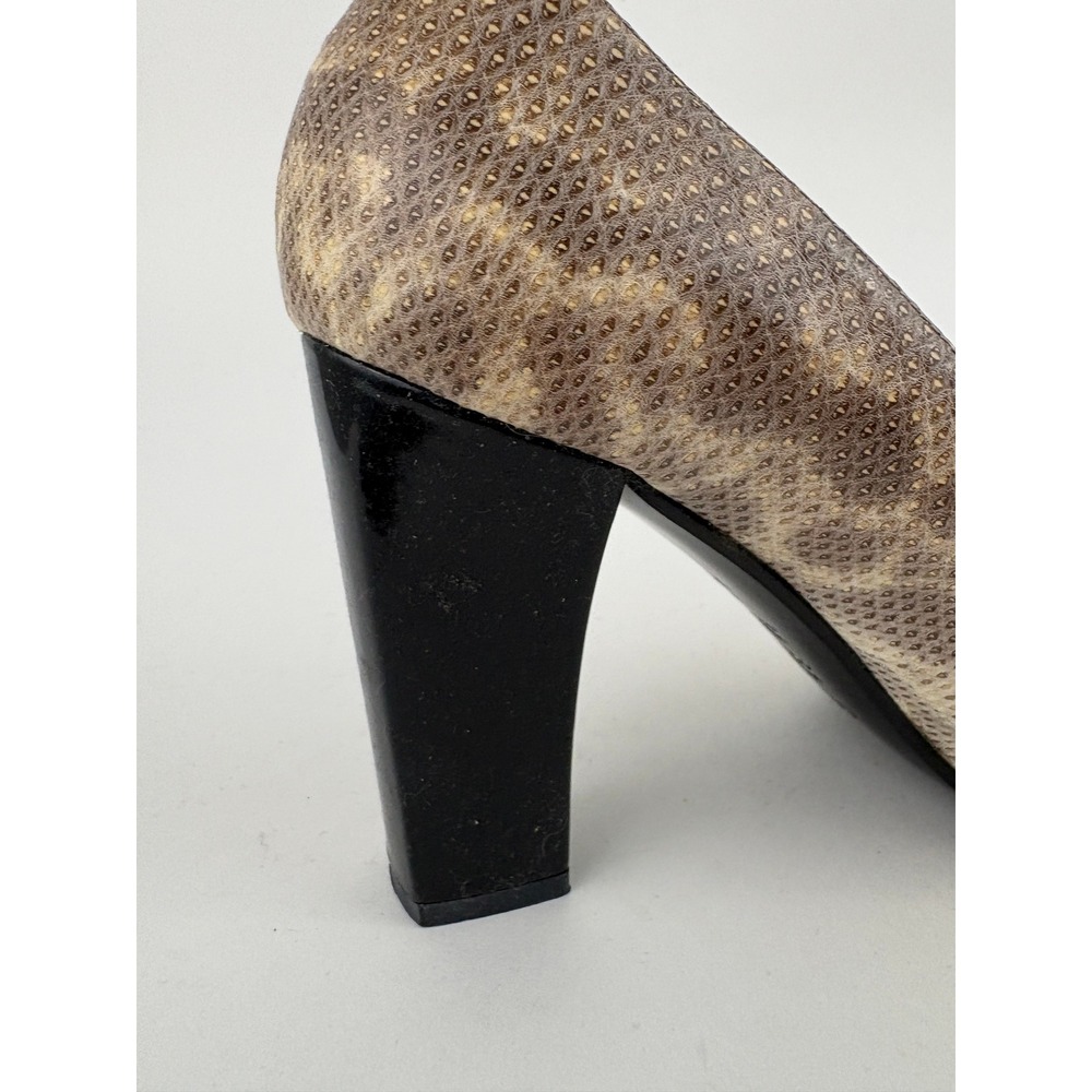 Vintage Casadei Black Snakeskin Spectator Shoes Size 7.5 Leather Square Cap Toe - Picture 14 of 14